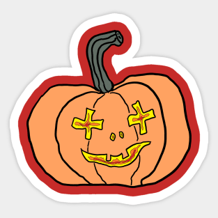 Flame Eyes Mouth Scary Jack O Lantern Halloween Design Sticker